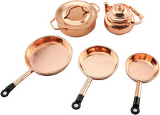Dollhouse Kitchen Cookware 1:12 Mini Frying Pans, Pots  Kettle Set