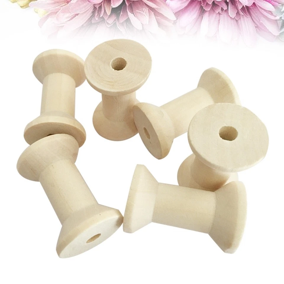  50pcs 5cm Vintage Natural Wooden Empty Thread Spool Coils Bobbin Tool DIY - Image 3 of 4