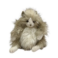 Folkmanis Hand Puppet 12" Plush Brown Fluffy Cat Realistic Moveable Mouth Teach