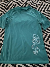 Kanu Surf Teal Rash Guard Short Sleeve Large 86 Polyester 14 Spandex RN 99291