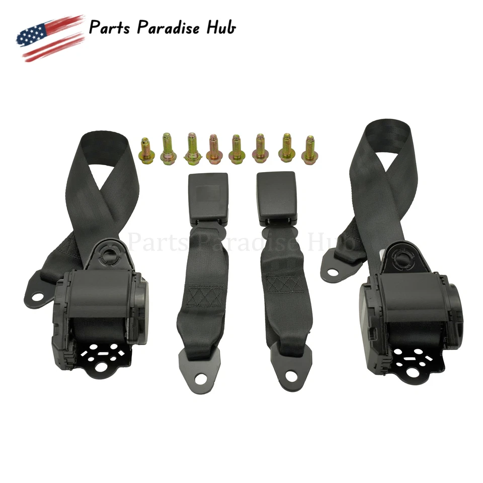 2PCS Adjustable 3 Point Safety Seat Belt Straps Retractable Belt Kit Car Vehicle Foto 2 de 4