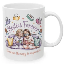Besties Forever Mug – Funny Friendship Coffee Cup Gift for Best Friends and Sist