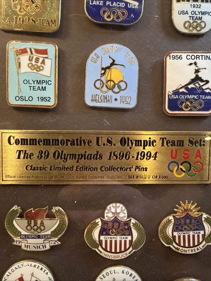 🌟 1996 Atlanta Olympics USA Team Pin Set Framed Commemorative Vintage FREE SHIP - Image 2 of 4