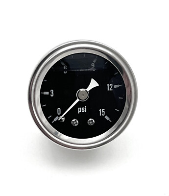 #ad #ad Fuel Pressure Gauge 0 15 PSI Liquid Filled Carburetor Holley Edelbrock 1.5quot; Blk $18.95