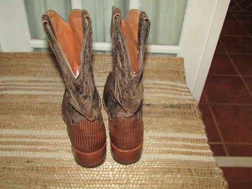 Dan Post Boots DP2336 Men's size 9 D Square Toe Lizard Cowboy Western Boots - Picture 4 of 10
