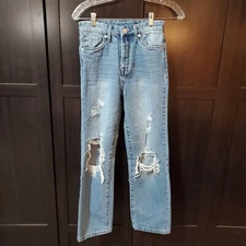 BLANK NYC The Baxter Ribcage Straight Leg Distressed Jeans Size 24 Button Fly