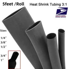5/10/15ft Black Marine 3:1 Heat Shrink Tubing Wire Wrap Cable Sleeve Waterproof
