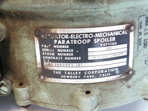 Talley Corp. 937T100 Actuator Electro-Mechanical Paratroop Spoiler 50TP4-1 Motor - Picture 3 of 12