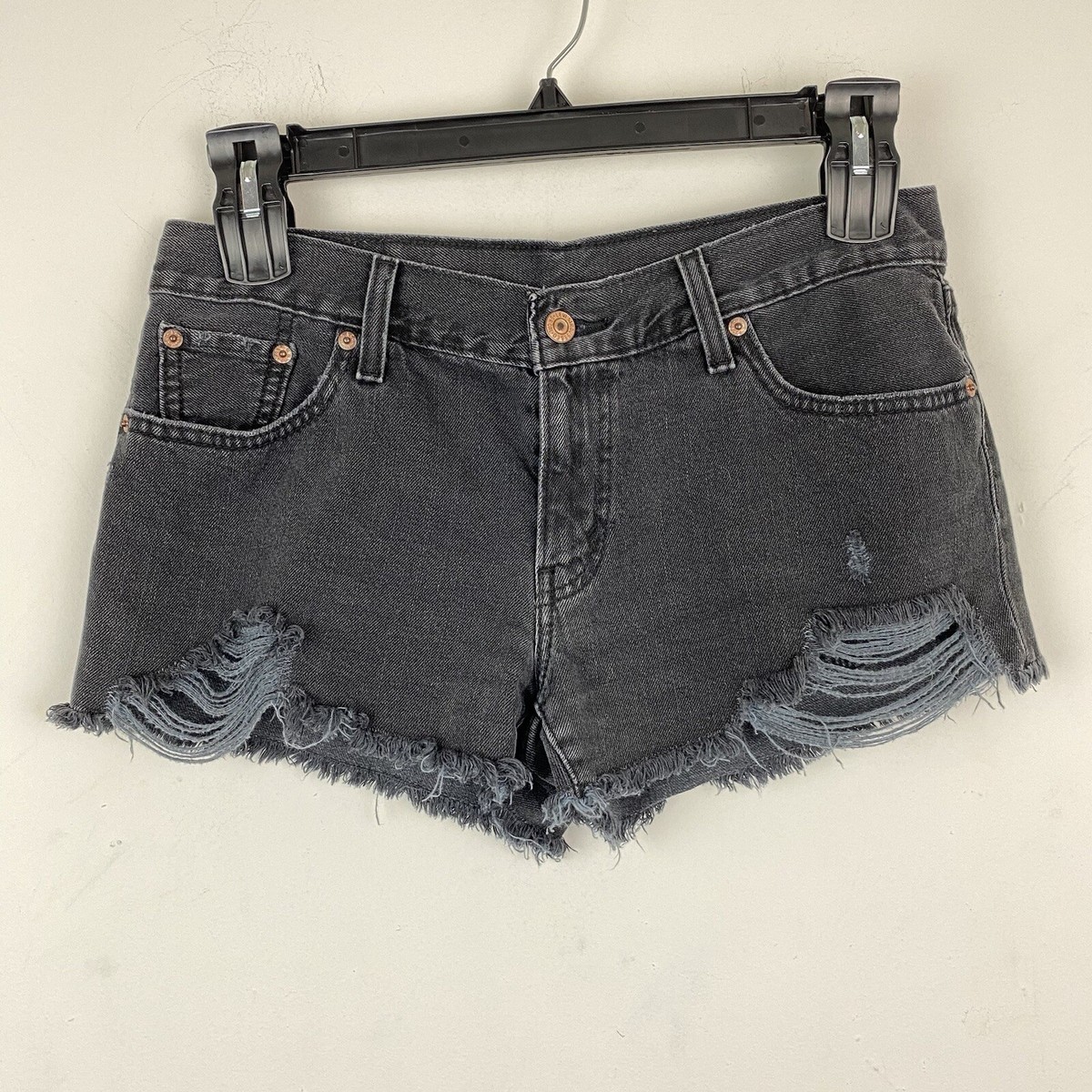 Levi Strauss size 29 Women’s Black Distressed Denim Cutoff Jean Shorts