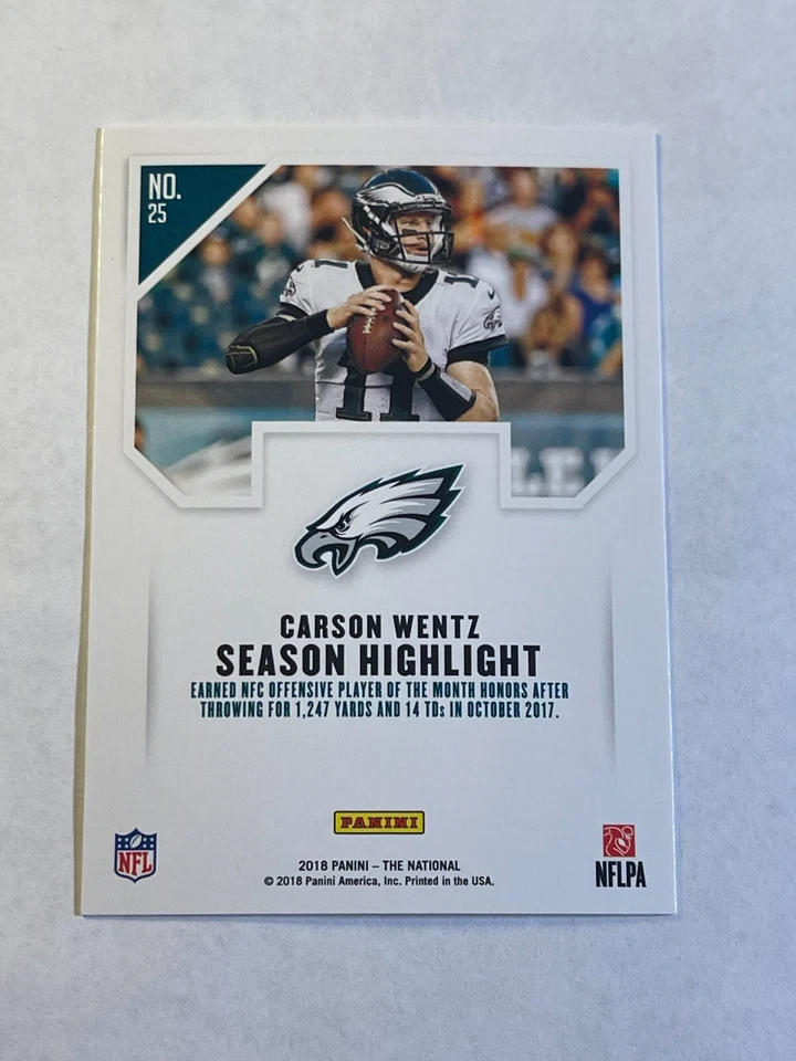 Carson Wentz 2018 Panini The National Silver Pack #25 Eagles - Image 2 of 2