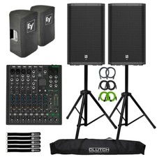 Electro-Voice ZLX-15P G2 15" Powered DJ PA Speakers Pair w ProFX10v3 Mixer