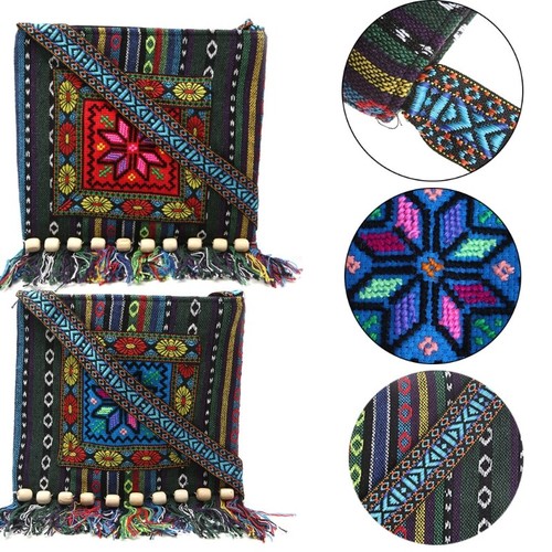 Unique Vintage Ethnic Shoulder Bag Embroidery Boho Hippie Tassel Tote Messenger - Picture 5 of 9