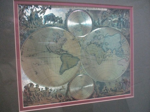 Foil World Globe framed map Nova Orbis Tabvia In Lvcem Edita A.F.De Wit 16x14'' - Picture 8 of 9