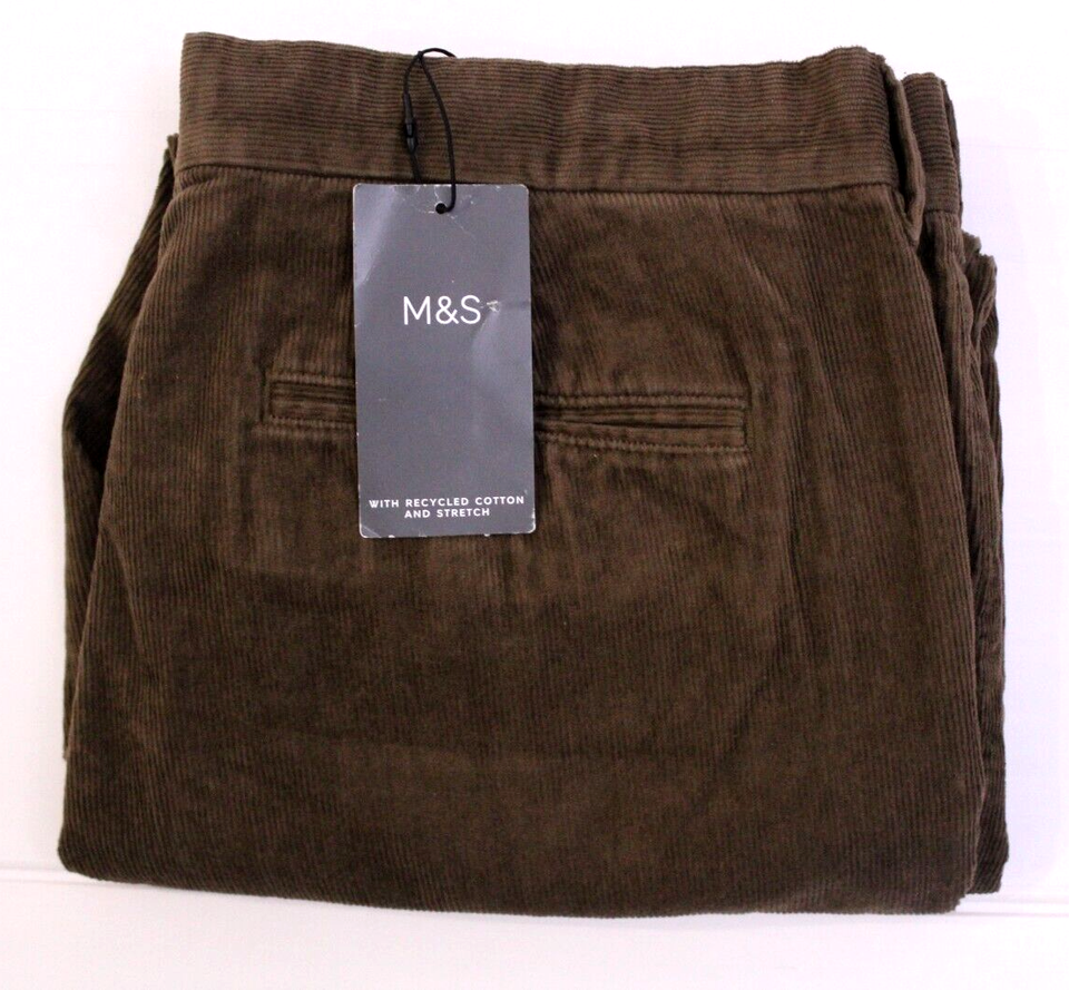 M & S Mens Cotton Stretch Corduroy Trousers Regular Fit Waist 44/Leg 29