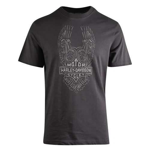 Harley-Davidson Men's T-Shirt Charcoal Grey Bike Wings Short Sleeve (S55)