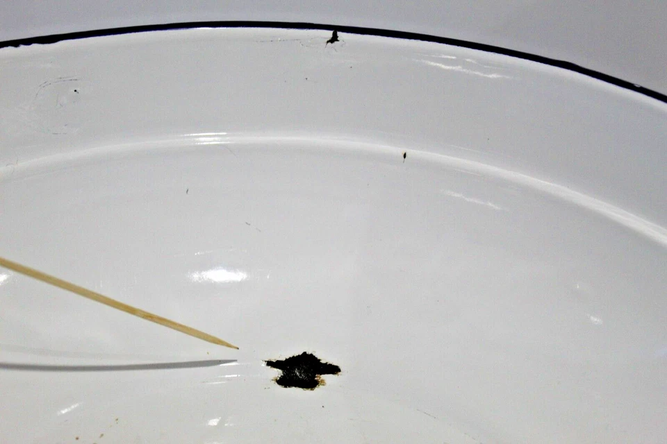 Vtg Large Porcelain Enamel Ware Tub Kitchen Cottage Basin Wash Bowl Handles VGC - Image 3 of 4