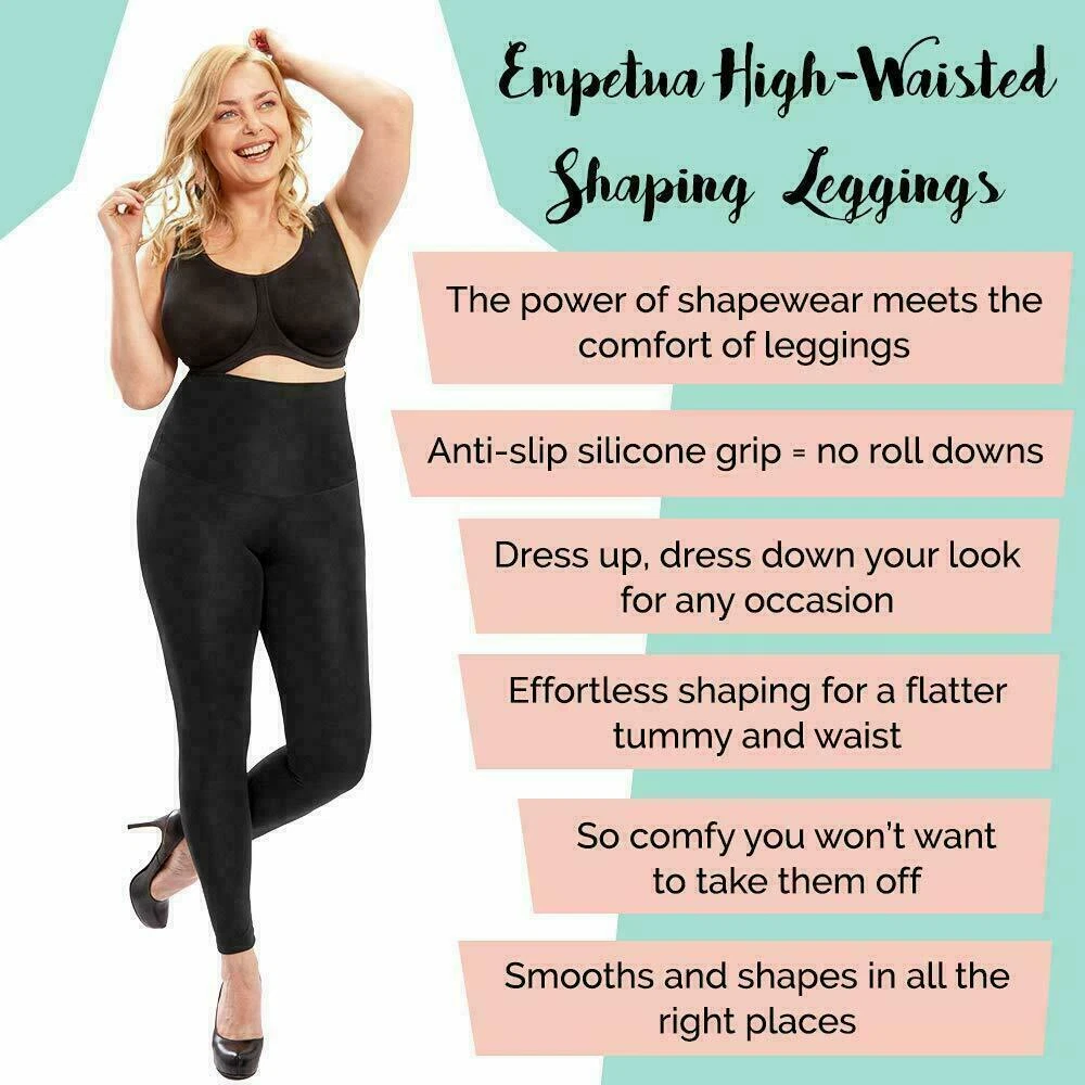 NWT $50 Shapermint Empetua High-Waisted Shaping Leggings Black [SZ