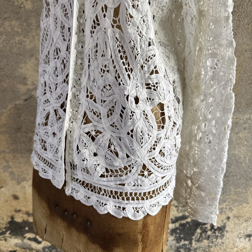Старинный Эдвардианской ленты кружева пальто цветочный свадебное платье куртка винтажный - Изображение 4 из 4