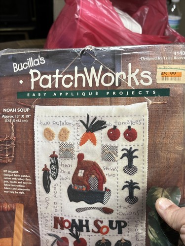 Noah Soup BUCILLA's Patchworks Applique Kit -NEW- #41403 13x19 1996 Noah's Ark - Picture 2 of 6
