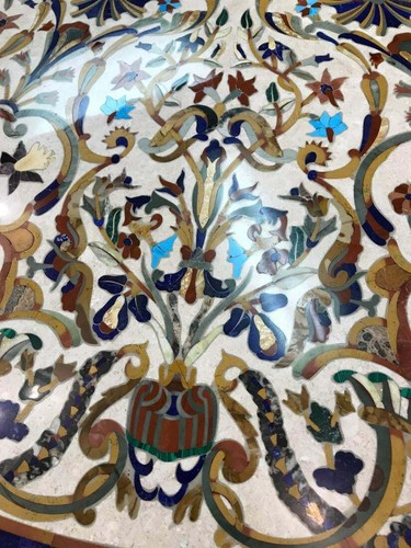 60" Marble Center Dining Pietra dura table top Handicraft art work decor - Picture 5 of 5
