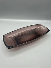 Vintage Hazel Atlas Amethyst Glass Rectangle Relish Celery Dish 9.5" X 4.25" MCM