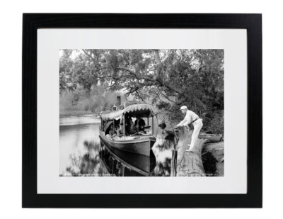 1897 Boat On the Tomoka River Florida Vintage Matted & Framed Picture Photo