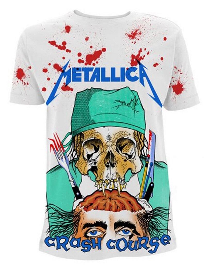 Metallica 'Crash Course In Brain Surgery' (White) T-Shirt - NEW  &amp; OFFICIAL | eBay