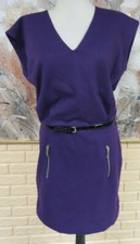 EUC GORGEOUS PURPLE MICHAEL KORS SZ 6 SHEATH DRESS/SILVER/BELT ZIP FRONT POCKETS