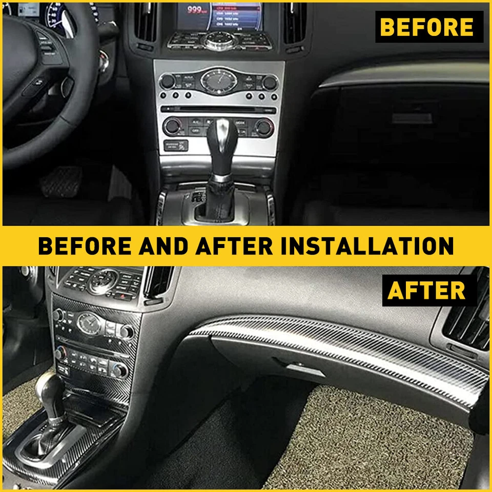 Calcomanías interiores hágalo usted mismo con patrón de fibra de carbono 3D para Infiniti G25 G35 G37 cupé Foto 3 de 4
