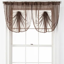 Liz Claiborne Lisette Sheer Fan Valance New 34 X 25 Chocolate