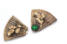 Antica fibbia per cintura Vauxhall verde sfaccettata filigrana in ottone