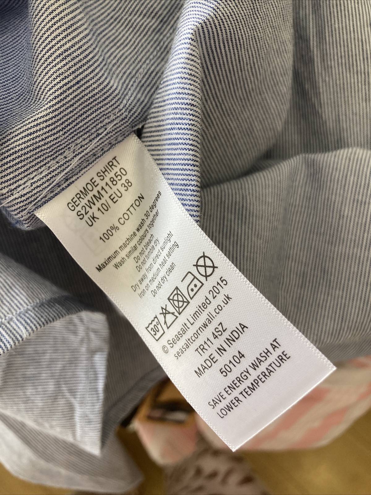 Seasalt "Germoe Shirt, Gwedna Pier" Size 10 UK,  Blue Cotton, BNWT 12