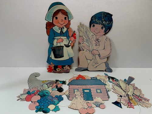 Lote De Colección Beistle Acción de Gracias Troquelado Decoraciones Peregrino Indio Cornucopia - Imagen 3 de 11