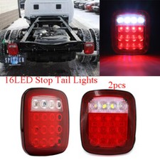 2x Truck Trailer Stud Mount Stop Turn Tail Back Up Light 16 Led Redwhite Sealed