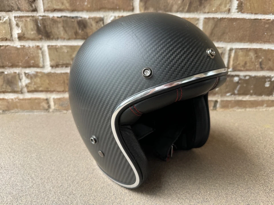 Capacete de carbono Bell Custom 500 vintage retrô couro fibra de carbono grande - Imagem 2 de 4