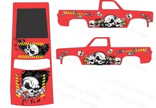 Skulls & Pistons 83 Silverado 1/64 custom water slide decal for Hot Wheels