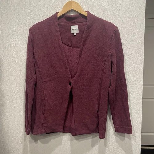 VETEMENTS Cardigan giacca blazer maglia bordeaux Nic + Zoe Maroon un bottone sh pad taglia L