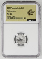 Australia 2026 P $15 1/10 Oz Platinum Kookburra Uncirculated Coin NGC MS69 GEM 2199.90 per troy oz