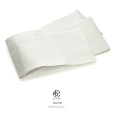 Men's Kakou Obi White Plaid Simple Yukata Kimono Belt Made in Japan