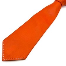 Hermes Leather Orange Tie 115811-18-11 Neat Condition