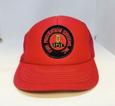 Vintage Fire Prevention Systems Inc. Hat Red Trucker Mesh SnapBack Baseball Cap