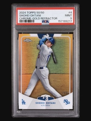 2024 Topps Shohei Ohtani 50/50 HR# 3 Chrome Gold Refractor #/50 PSA 9
