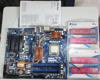 Abit IP35 LGA775 ATX Intel P35 Motherboard W/ DDR2 8gb Mem Core 2 Duo E8400 CPU