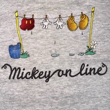 Vintage Grey Mickey  Co Mickey On Line Embroidered XL T Shirt Made In USA