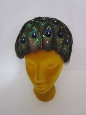 Jack McConnell Peacock Feather Cloche Bubble Hat Vintage Cocktail Church Easter