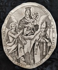 Compagnia San Giovanni Battista e San Gennaro Siena antica incisione 700 Santino