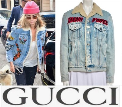 Gucci 2019 Patch Denim Logo Sequin Forever Taylor Jacket 38 40 2 4 Coat Fur S M