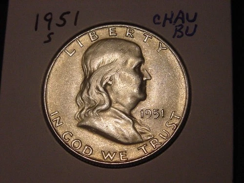 1951-S FRANKLIN HALF CHOICE AU BU ORIGINAL COLOR POPULAR BETTER DATE SHIPS FREE