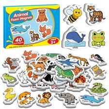 40 Animal Fridge Magnets for Toddlers,Animal Foam Small, Colorful