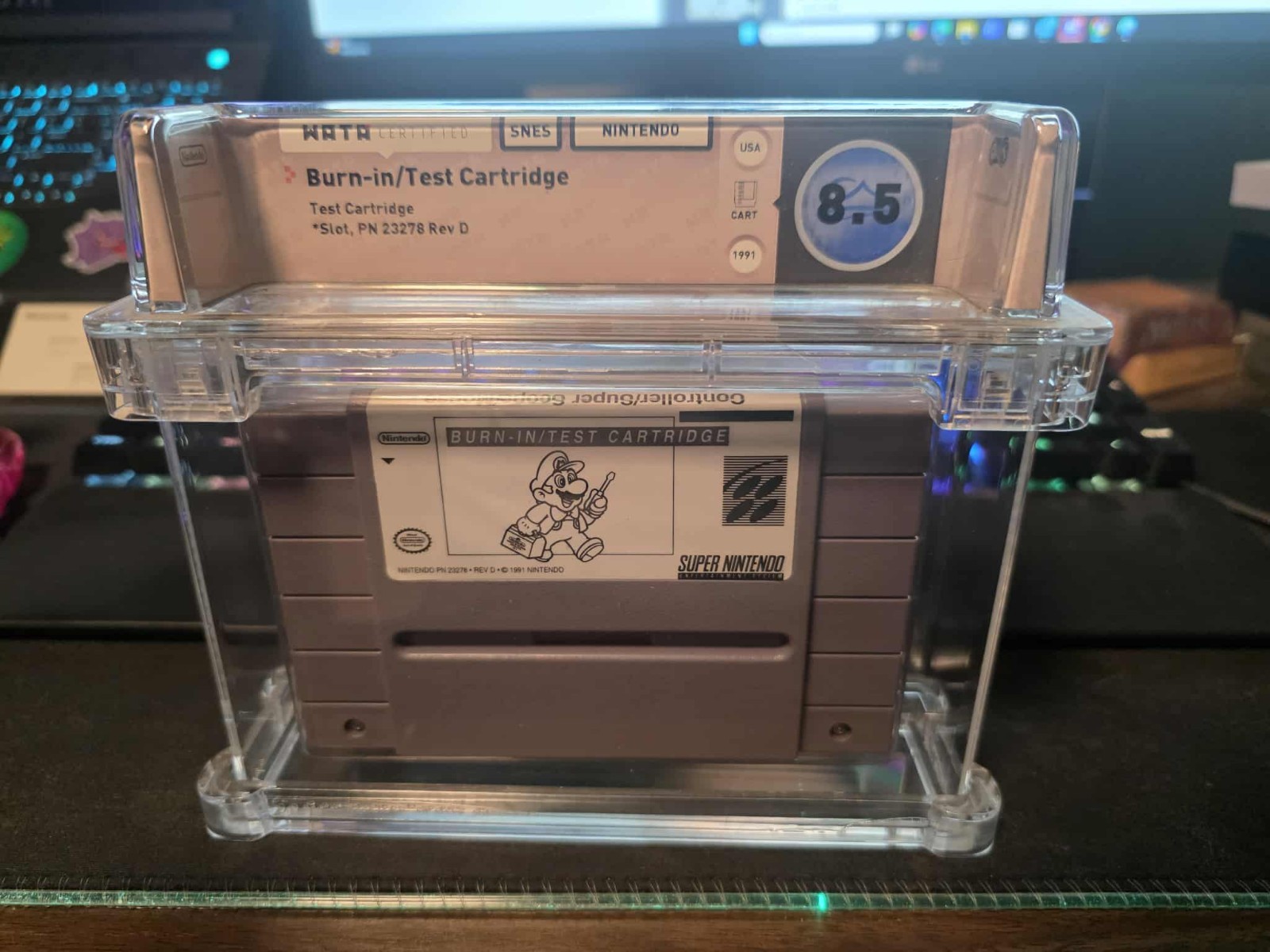 Nintendo SNES Burn-In / Test Cartridge – WATA 8.5 Graded – Official Service Cart